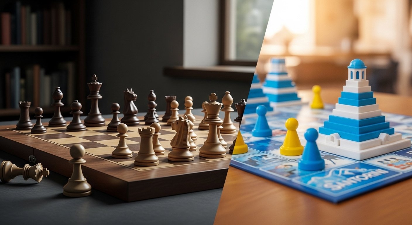 Comparison between traditional Chess and modern board games like Chess